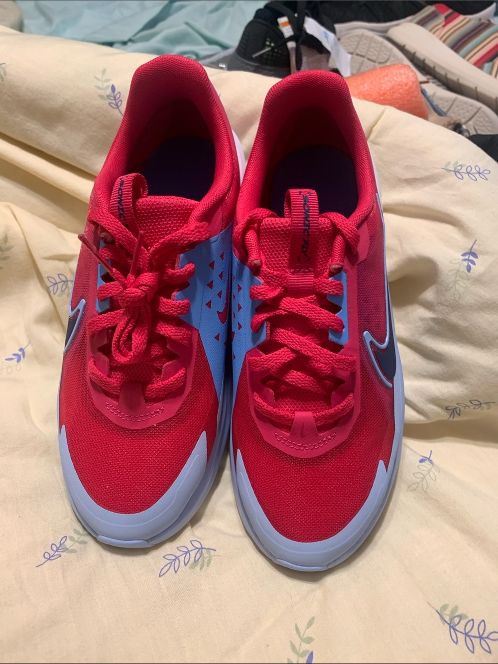 Nike Kids Sneakers in Bright Red and Light Blue